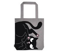 moses Ed, the Cat Baumwollshopper, Stofftasche aus 100% Baumwolle, mit Katzenmotiv, Shopper mit Standboden für Einkäufe, Büro oder Uni, 39 x 42 cm