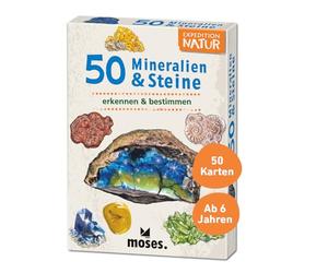 moses. Expedition Nature - 50 minéraux et Pierres - Cartes d'exploration pour déterminer Les Types de Roches - Jouet d'extérieur pour Enfants à partir de 6 Ans