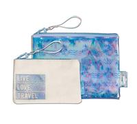 moses. Fernweh Lot de 2 Sacs de Voyage - Transparents et Opaques, imperméables, Bleu irisé avec Effet holographique, organisateurs de Voyage Pratiques, sans PVC