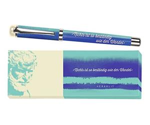 moses. libri_x Heraklite Stylo à encre en métal avec mine bleue, imprimé avec citation d'Héraclite d'Ephèse, dans une belle boîte, 1 pièce (1 paquet)