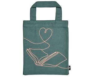 Moses. Libri_x Leseliebe Petit Sac de Transport 100% Coton pour Les Amateurs de Livres avec Motif brodé, Vert/Turquoise, S, Sac à Livres