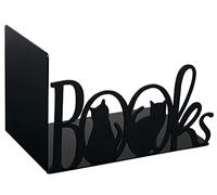 moses. libri_x Serre-Livres décoratif en métal Noir avec Inscription « Book and Cat »