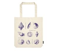 moses. libri_x Shopper Seashells Sac cabas marin 100% coton avec illustrations de coquillages réutilisables avec longues anses, ecru, Rétro