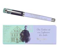 moses. libri_x Stylo roller Thomas Mann, en métal, avec mine bleue, imprimé avec citation de Thomas Mann, dans une jolie boîte