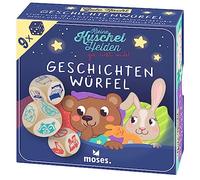 moses. 38177 - Lot de 9 Cubes d'histoire Mignons pour Enfants - Jeu de dés créatif pour Une Bonne Nuit - avec Cubes en Bois Extra Larges - Jeu d'enfant pour 1 à 6 Joueurs à partir de 4 Ans