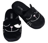 moses Pantoffeln - Hausschuhe mit Anti-rutsch-Sohle Ed The Cat Chaussons Souples pour la Maison Motif Chat avec Semelle antidérapante Pointure 36-42, Noir, Taille Unique Mixte