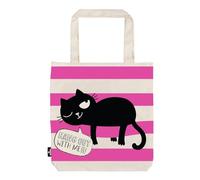 moses. Sac de courses Ed, the Cat Shopper Hang Out Sac en tissu 100% coton avec motif chat rose et blanc 39 x 42 cm, Rose/blanc