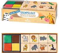 MOSES Set de tampons animaux sauvages - 8 tampons + 4 coussins encreurs