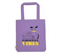 moses. Shopper Pawsitive Vibes Sac en tissu pour les amoureux des chiens 100% coton Violet Env. 39 × 42 cm Idée cadeau adorable avec motif chien, lilas, Pawsitive Vibes