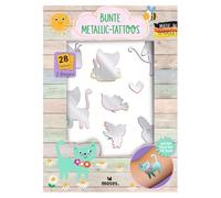 moses. Tatouages métalliques colorés, 28 motifs printaniers avec effet chatoyant sur la peau, facile à utiliser, pour les enfants à partir de 4 ans, fabriqués en Allemagne