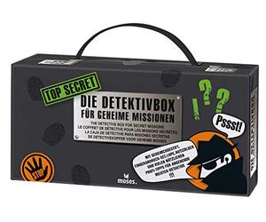 Moses Top Box 30711 Boîte de détective 12 en 1 pour équipement d'agents Secrets Noir