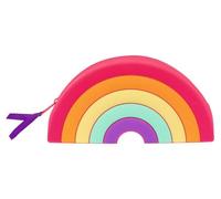 moses. Trousse Arc-en-Ciel en Silicone avec Fermeture éclair et Ruban de Satin pour stylos, cosmétiques et bibelots, Petite Trousse à Crayons aux Couleurs Fluo