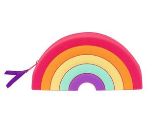 moses. Trousse Arc-en-Ciel en Silicone avec Fermeture éclair et Ruban de Satin pour stylos, cosmétiques et bibelots, Petite Trousse à Crayons aux Couleurs Fluo