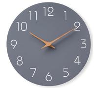 Mosewa Horloge Murale, 20cm, Silencieuse sans tic-tac, Design Moderne en Bois, Parfaite pour la Décoration de la Chambre, du Salon, de la Cuisine, de la Salle de Bain et du Bureau, Grise