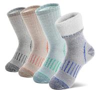 MOSEY KOSY 4 Paires Enfants Laine Mérinos Chaussettes Randonnée Garçons Filles ToutPetits Thermique Hiver Chaudes Bottes Épaisses Rembourrées Snowboard Chaussettes(Orange/Vert/Bleu,26-29)