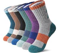 MOSEY KOSY 6 Paires Chaussettes Enfant Laine Mérino pour Marche Garçons Filles Tout-Petits Hiver Thermiques Épaisses Chaudes Rembourrées Chaussettes Crew pour Randonnée(Flèche multicolore,22-26)