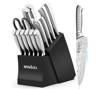 MOSFiATA Couteaux de Cuisine Acier Inoxydable 17pcs Couteau Cuisine Couteau Cuisine Professionnelle avec Support en Bois