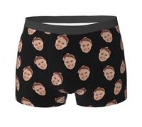 MOSGDBV Calecon personnalise Homme,Boxer Personnalisable avec Votre Photo préférée,Drôle Visage imprimé Haute qualité,Cadeau Homme personnalisé pour Mari Père Ami,Saint-Valentin Anniversaire Noël