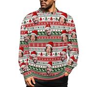 MOSGDBV Pull de Noël Personnalisable avec Photo Texte, Pulls PersonnaliséE Homme & Femme, Sweat Classiques Col Rond, Cadeau CréAtif Sweatshirt Parfait pour Anniversaire, NoëL Ou Tenue Quotidienne XXL