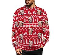 MOSGDBV Pull de Noël Personnalisable avec Photo Texte, Pulls PersonnaliséE Homme & Femme, Sweat Classiques Col Rond, Cadeau CréAtif Sweatshirt Parfait pour Anniversaire, NoëL Ou Tenue Quotidienne XXL