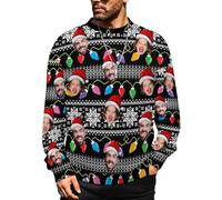 MOSGDBV Pull de Noël Personnalisable avec Photo Texte, Pulls PersonnaliséE Homme & Femme, Sweat Classiques Col Rond, Cadeau CréAtif Sweatshirt Parfait pour Anniversaire, NoëL Ou Tenue Quotidienne XL