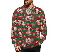 MOSGDBV Pull de Noël Personnalisable avec Photo Texte, Pulls PersonnaliséE Homme & Femme, Sweat Classiques Col Rond, Cadeau CréAtif Sweatshirt Parfait pour Anniversaire, NoëL Ou Tenue Quotidienne S