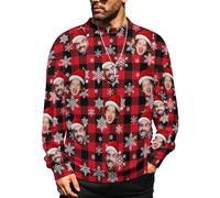 MOSGDBV Pull de Noël Personnalisable avec Photo Texte, Pulls PersonnaliséE Homme & Femme, Sweat Classiques Col Rond, Cadeau CréAtif Sweatshirt Parfait pour Anniversaire, NoëL Ou Tenue Quotidienne XL