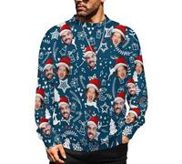 MOSGDBV Pull de Noël Personnalisable avec Photo Texte, Pulls PersonnaliséE Homme & Femme, Sweat Classiques Col Rond, Cadeau CréAtif Sweatshirt Parfait pour Anniversaire, NoëL Ou Tenue Quotidienne XL