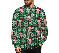 MOSGDBV Pull de Noël Personnalisable avec Photo Texte, Pulls PersonnaliséE Homme & Femme, Sweat Classiques Col Rond, Cadeau CréAtif Sweatshirt Parfait pour Anniversaire, NoëL Ou Tenue Quotidienne XXL