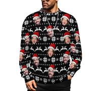 MOSGDBV Pull de Noël Personnalisable avec Photo Texte, Pulls PersonnaliséE Homme & Femme, Sweat Classiques Col Rond, Cadeau CréAtif Sweatshirt Parfait pour Anniversaire, NoëL Ou Tenue Quotidienne L