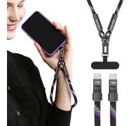 MOSHOU Lanyard Dragonne Poignet Universelle, Cordons avec Dragonnes à Main, Câble de Chargement 2-en-1 Lanière pour Téléphone, Smartphone, Caméra, avec 2 pièces Patch d'attache de Téléphone, 30cm