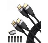 MOSIMLI True ARC/eARC Lot de 2 câbles HDMI 2.1 pour barre de son, 0,9 m | Atmosphères sans perte/DTS : X, pas de pertes. 48 Gbps, 8K/4K, VRR, ALLM. Adaptateur et attaches inclus. Fonctionne avec les