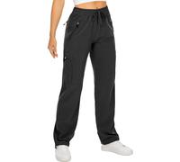 Mosingle Pantalon cargo de marche pour femme, léger, à séchage rapide, UPF 50, pour randonnée, voyage safari, travail, golf, poches zippées, Noir , L