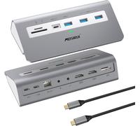 Mosirui Station d'accueil USB C pour ordinateur portable double moniteur, hub USB 14 en 1 adaptateur multiport avec double HDMI 4K + DisplayPort, 10 Gbit/s USB A/C 3.1 et 2 USB 3.0, 100 W, station