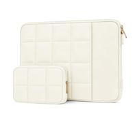 MOSISO 13-13,3 Pouces Housse Ordinateur avec Poche & Pochette,Sable | Housse Bouffi 13,3 Pouces Compatible avec MacBook Neo/Air 13 13,6/Pro 13 14, HP ASUS Lenovo,Sac Quilté Douze Carré