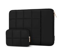 MOSISO 13-13,3 Pouces Housse Ordinateur Portable,Housse Bouffi 13,3 Pouces Compatible avec MacBook Neo/Air 13 13,6/Pro 13 14, HP ASUS Lenovo,Sac Quilté Douze Carré avec Poche & Pochette,Noir