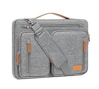MOSISO 15-15,6 Pouces Sacoche Ordinateur 360 Protection,Compatible avec MacBook Pro 16,HP Dell Lenovo,Sac Messager de Côté Ouvert avec 5 Accessoire Poches&Ceinture,Gris