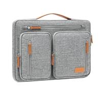 MOSISO 360° Housse Ordinateur Portable 13,3 Pouces,Compatible avec MacBook Air/Pro 13/Pro 14,HP,Dell,Acer,ASUS,13" -14" Sacoche Transport Ouverture Latérale avec 5 Poches Accessoires&Ceinture,Gris