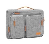 MOSISO 360° Housse Ordinateur Portable 15,6 Pouces,Compatible avec MacBook Air/Pro 16,HP,Acer,Dell,Lenovo,ASUS,16" Sacoche Transport Ouverture Latérale avec 5 Poches Accessoires&Ceinture,Gris