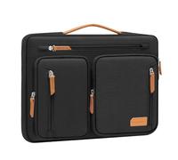 MOSISO 360° Housse Ordinateur Portable 15,6 Pouces,Compatible avec MacBook Air/Pro 16,HP,Acer,Dell,Lenovo,ASUS,16" Sacoche Transport Ouverture Latérale avec 5 Poches Accessoires&Ceinture,Noir