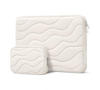 MOSISO 360° Housse Protection Ordinateur Portable 13-14 Pouces,Sable | Housse de Transport 13,3 Pouces Compatible avec MacBook Air/Pro 13/14, Sac Quilté à Onde D'eau avec Petit Étui