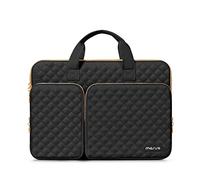 MOSISO 360 Protecteur Housse Ordinateur Portable,Compatible avec MacBook Air/Pro 13/Pro 14,HP Dell ASUS Lenovo,13-13,3" Notebook,Carré Matelassé Sac avec 2 Poche&Poignée&Ceinture,Noir