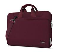 MOSISO 360 Protecteur Laptop Sac à Bandoulière Compatible avec MacBook Air 15 M2 A2941 2023/Pro 16 M3 M2 M1 2023-2019, 15-15,6 Pouces Notebook, Couleur Assortie avec Ceinture, Vin Rouge