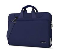 MOSISO 360 Protecteur Laptop Sac à Bandoulière Compatible avec MacBook Air/Pro, Compatible avec MacBook Pro 14 M3 M2 M1, 13-13,3 Pouces Notebook, Couleur Assortie avec Ceinture, Bleu Marin