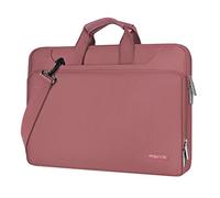 MOSISO 360 Protecteur Laptop Sac à Bandoulière Compatible avec MacBook Air/Pro, Compatible avec MacBook Pro 14 M3 M2 M1, 13-13,3 Pouces Notebook, Couleur Assortie avec Ceinture, Dusty Rose