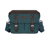 MOSISO Caméra Sac Cross-Body Épaule Sac de Messager, DSLR/SLR/sans Miroir Photographie Vintage Cuir PU Sac avec Couverture de Pluie Compatible avec Canon/Nikon/Sony Caméra et Lentilles, Vert Sarcelle