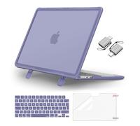 MOSISO Compatible avec MacBook Air 13,6 2025-2022 M4 M3 M2(A3240 A3113 A2681) Usage Intensif Antichoc Coque Rigide avec Béquille Rabattable&Clavier&Protecteur D'écran&Type C Adaptateur,Gris Lavande