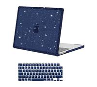 MOSISO Compatible avec MacBook Air 13,6 Pouces M4 M3 M2 (A3240/A3113/A2681,2025/2024/2022),Anti-Crackage&Anti-Doigt Case Rigide Usage Intensif Plastique Pailleté Étui avec TPU Pare-Chocs,Bleu Marin