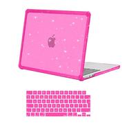 MOSISO Compatible avec MacBook Air 13,6 Pouces M4 M3 M2 (A3240/A3113/A2681,2026-2022),Anti-Crackage&Anti-Doigt Case Rigide Usage Intensif Plastique Pailleté Étui avec TPU Pare-Chocs,Rose Vif