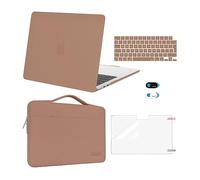 MOSISO Compatible avec MacBook Air 13 Pouces M4 M3 M2 A3240 A3113 A2681 2022-2025,Coque Rigide 13,6" &Pochette Transport&Clavier QWERTY&Protecteur D'écran&Couvercle Webcam,Caramel Marron